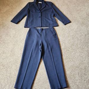 Alfred Dunner Navy Blue Dress Blazer and Pant Suit